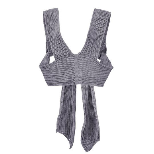 Damen gestricktes Crop-Top mit raffinierten Rückendetails EB