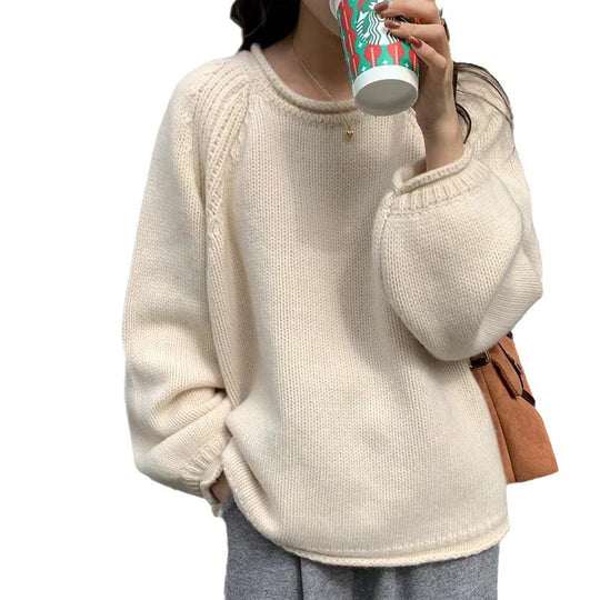 Damen Gemütlicher Oversized Pullover aus hochwertiger Baumwolle mit Rippdetails EB