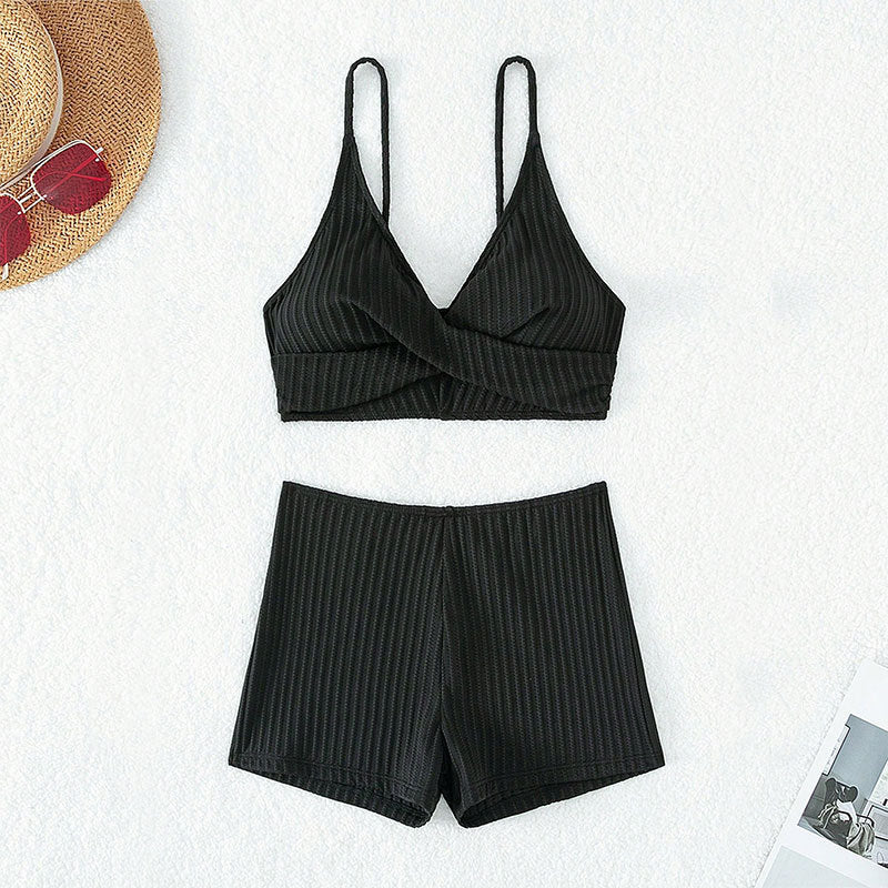 Damen Hochwertiges Zweiteiler Bikini-Set mit Wellenmuster EB