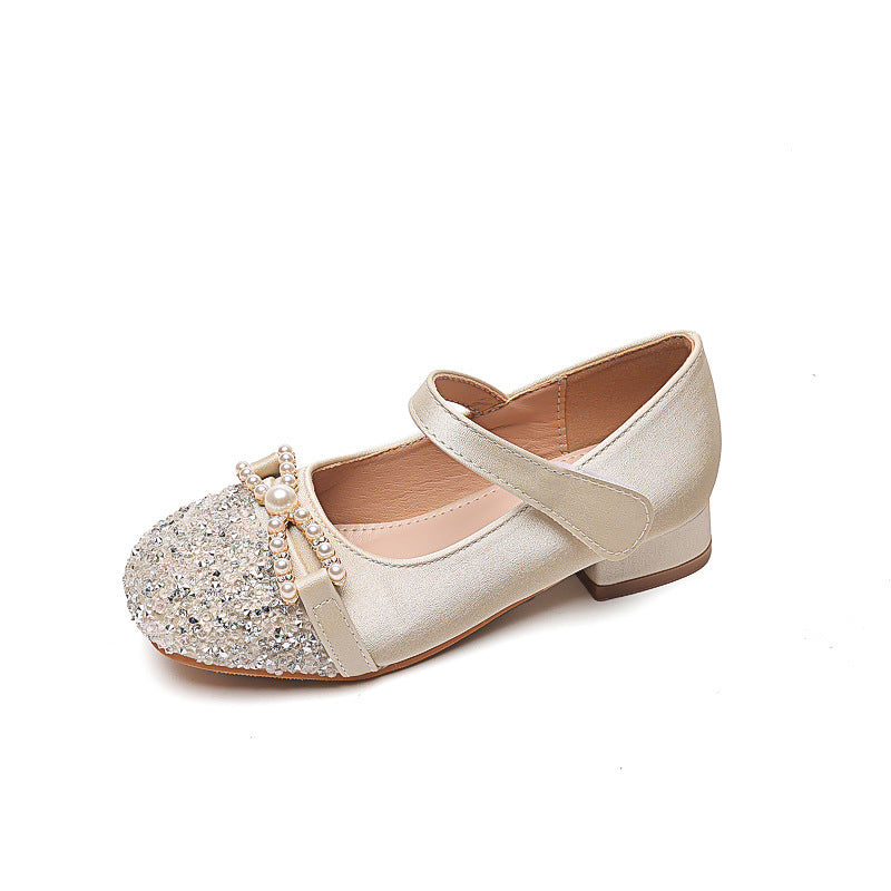 Mädchen Ballerinas mit Perlenschmuck und Glitzer EB