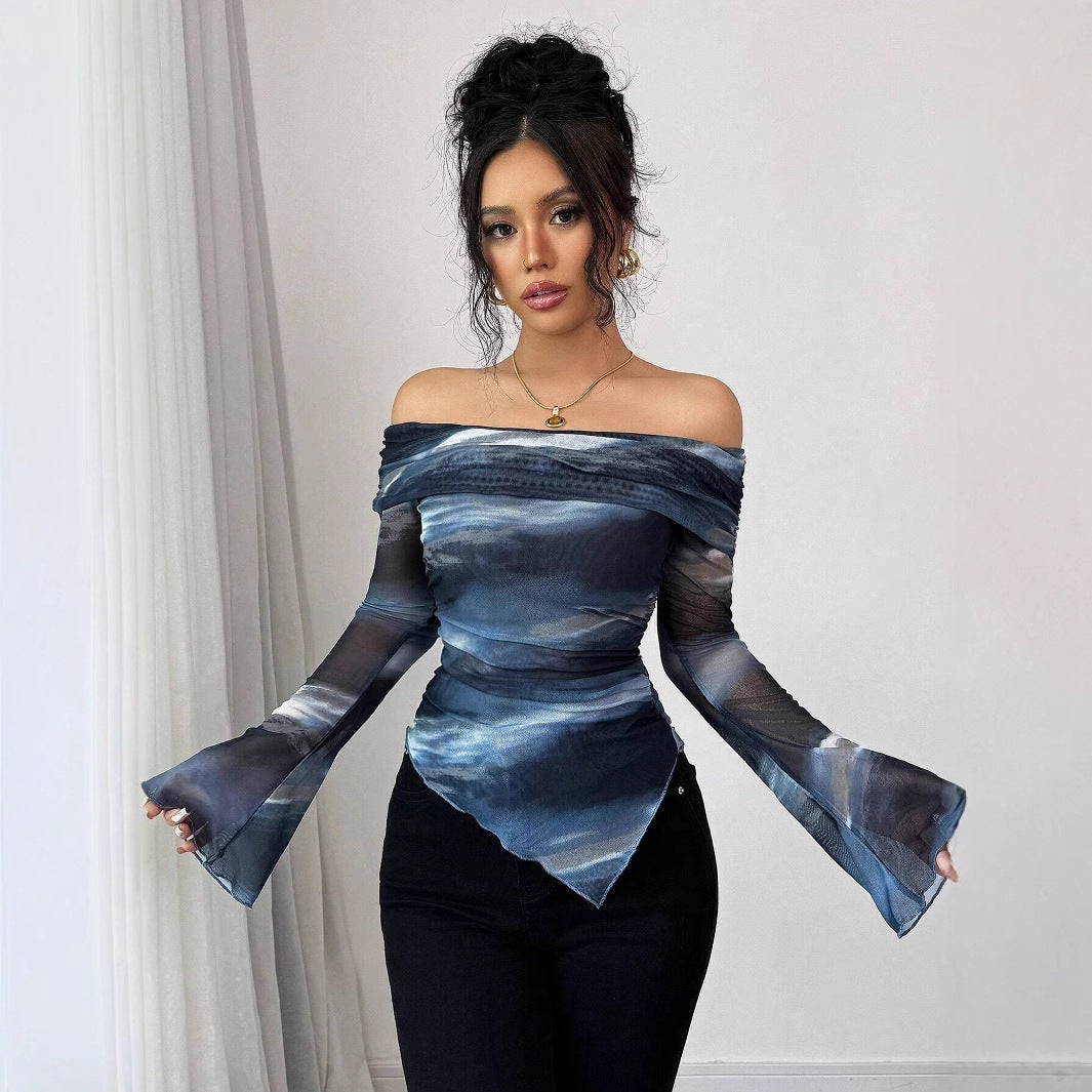 Damen Elegante und figurbetonte Bluse mit Off-Shoulder-Design EB