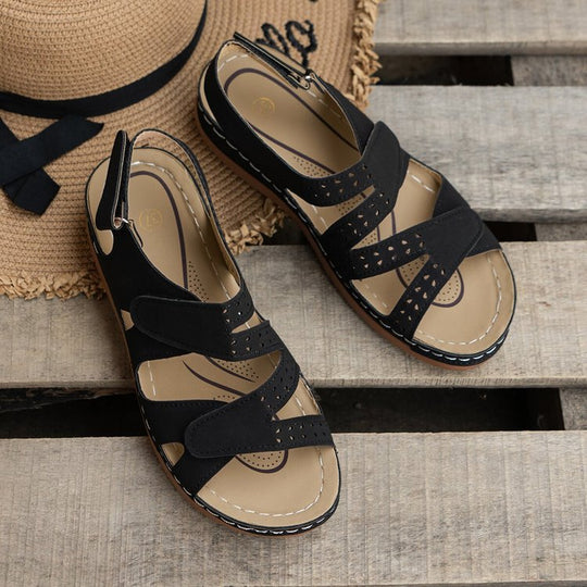 Damen Komfort-Sandalen mit ergonomischem Fußbett und eleganten Schnallen EB