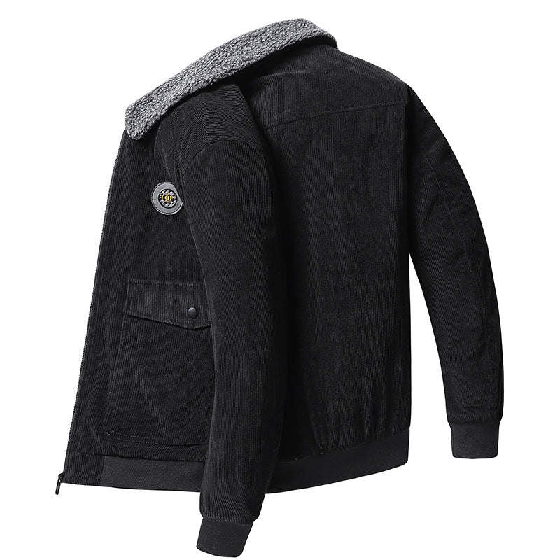 Herren Cordblouson im Bomberstil mit Teddykragen und Pattentaschen EB