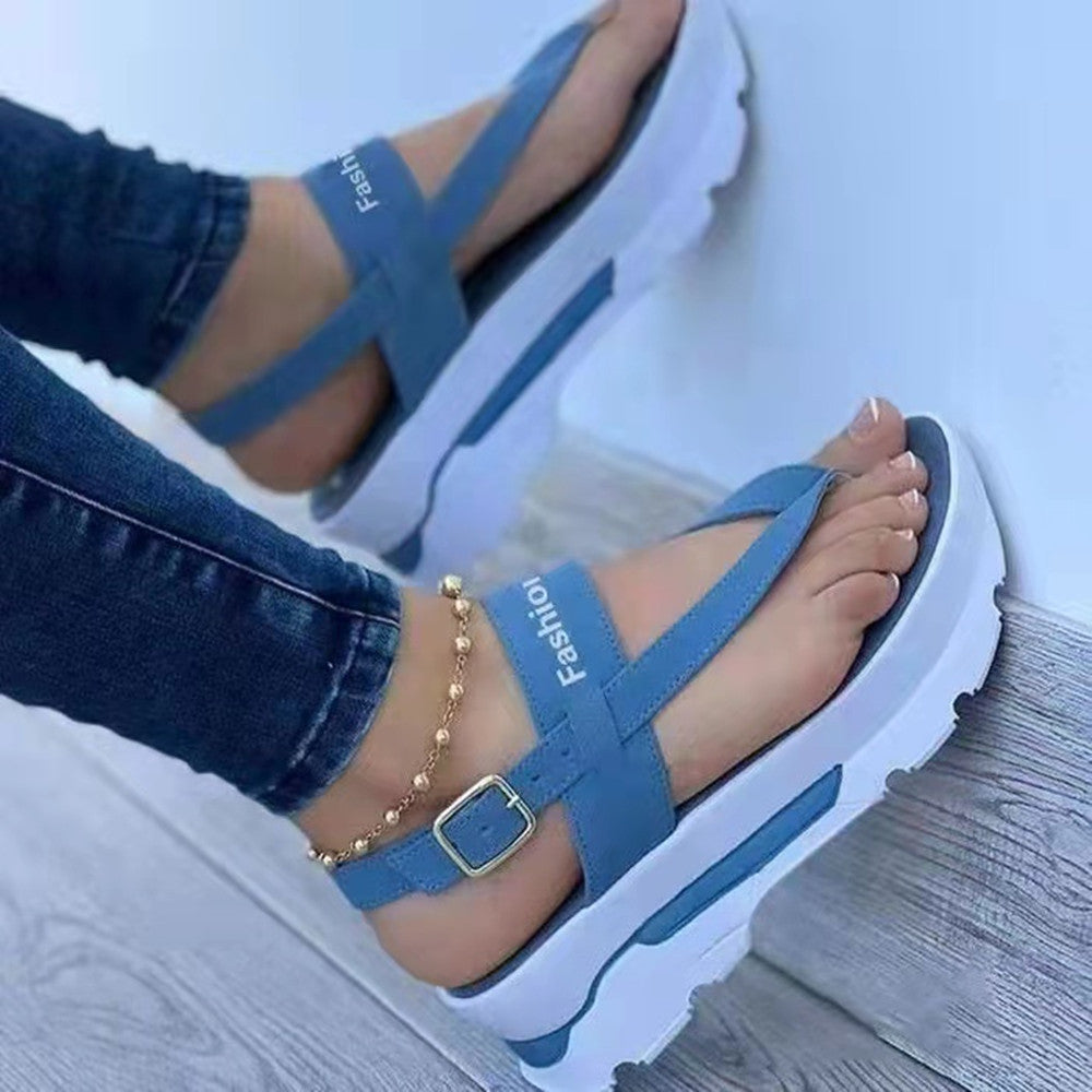 Damen Trendige Plateau-Sandalen mit verstellbarem Riemendesign EB