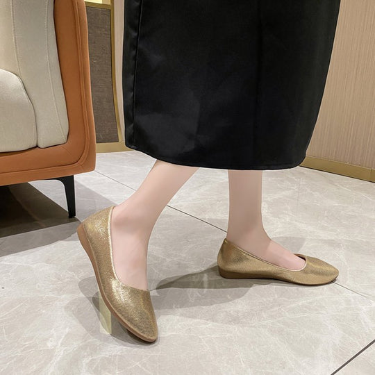 Damen elegante Ballerinas mit schimmerndem Obermaterial EB