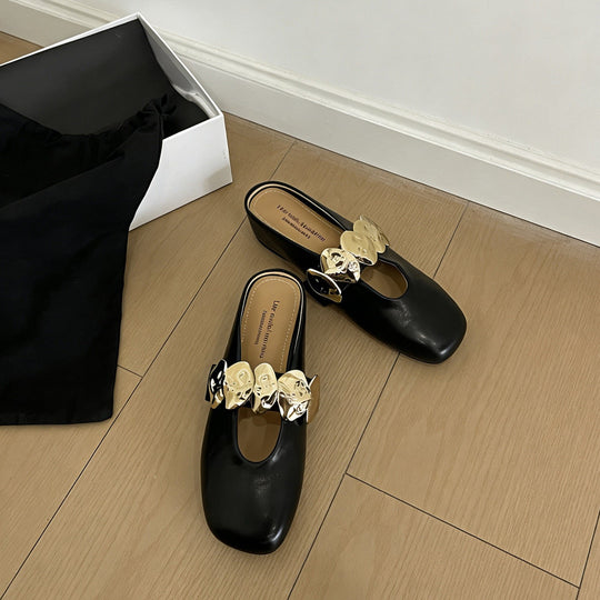 Damen elegante Slipper mit glänzender Applikation EB
