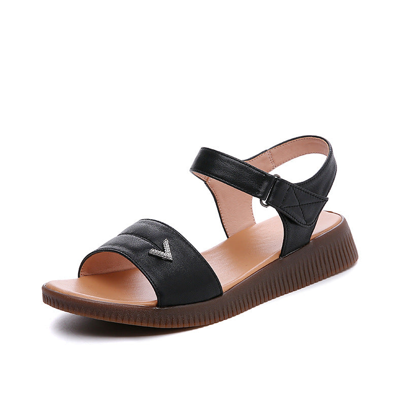 Damen Bequeme Riemchen-Sandaletten mit verstellbarem Fesselriemen und ergonomischer Sohle EB