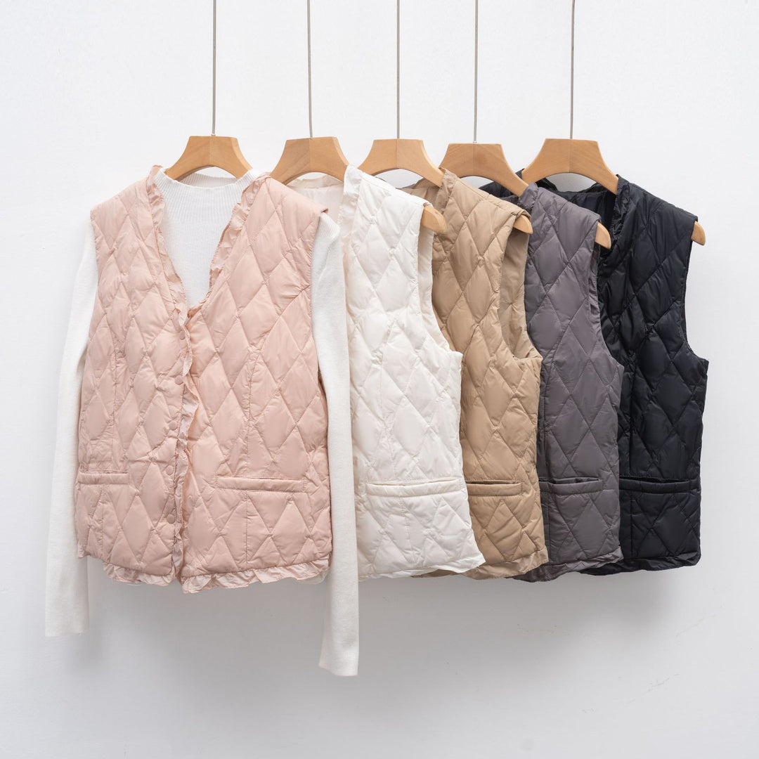 Damen gesteppte Weste mit asymmetrischem Schnitt EB