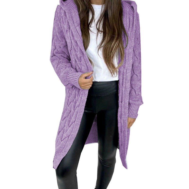 Damen Langstrickmantel aus Kabelstrick EB