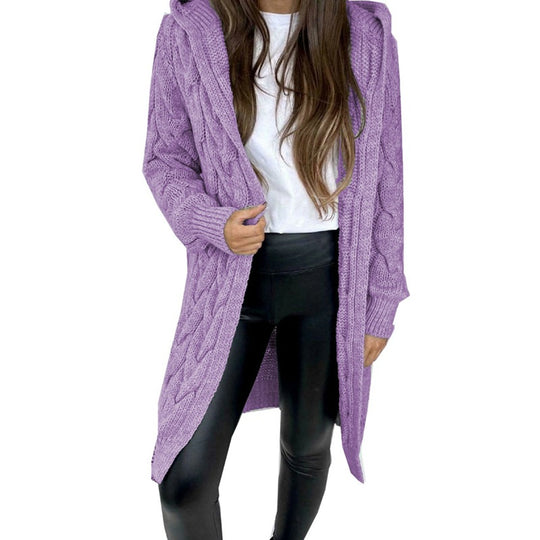 Damen Langstrickmantel aus Kabelstrick EB