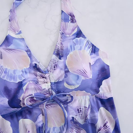Damen Tankini-Set mit romantischem floralen Design und verstellbarem Oberteil EB