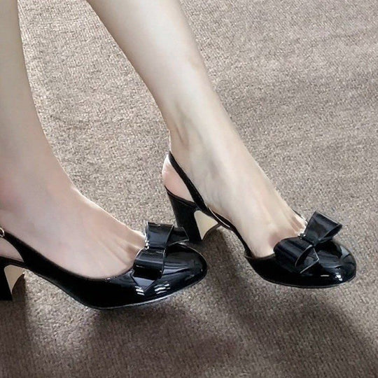 Damen elegante Sling-Pumps mit modischem Schleifendetail und bequemem Blockabsatz EB
