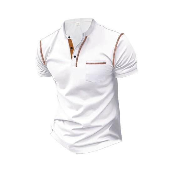Herren shirt mit modernem Henley-Kragen und praktischen Brusttasche EB