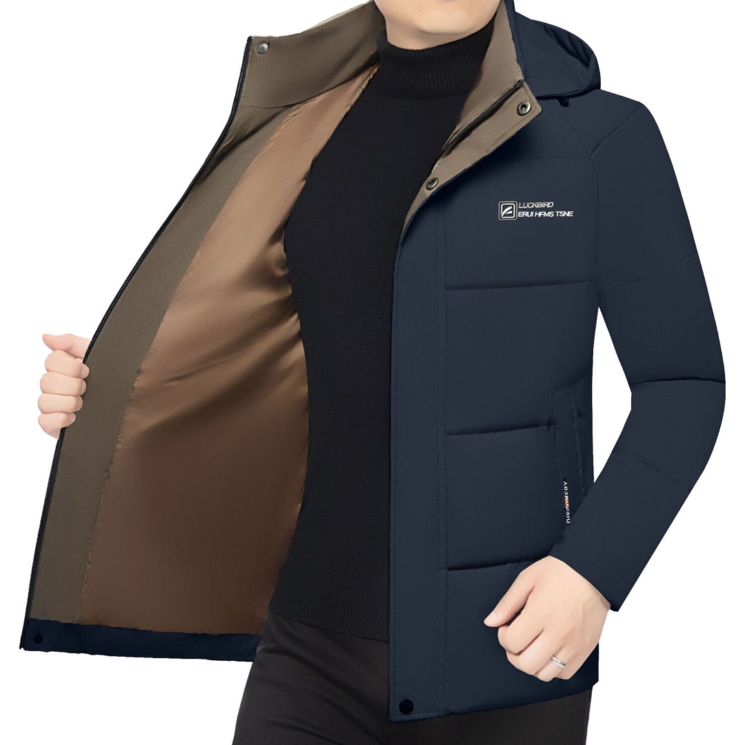 Herren Wattierte Stehkragenjacke mit wasserabweisender Oberfläche und Reißverschlusstaschen EB