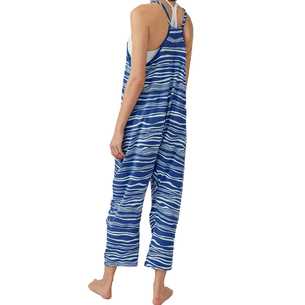 Damen Lässiger Overall mit weitem Schnitt und verspieltem Wellenmuster EB