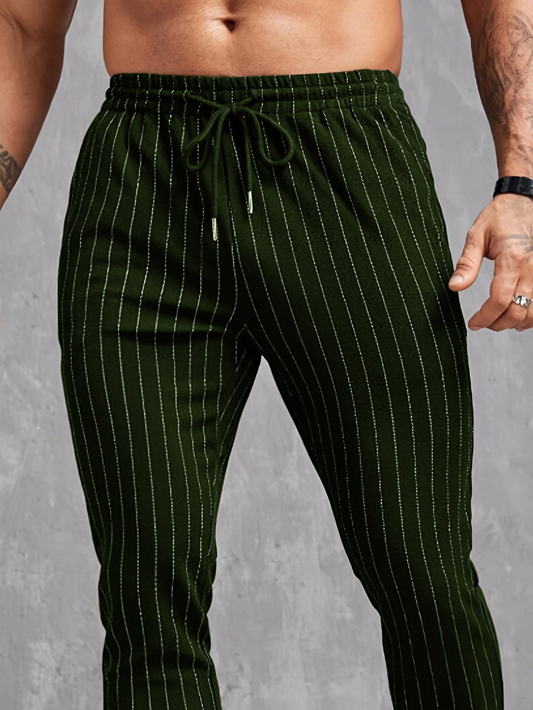 Herren moderne Lounge-Hose mit elastischem Bund und dekorativen Streifen EB