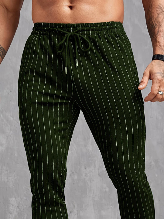 Herren moderne Lounge-Hose mit elastischem Bund und dekorativen Streifen EB