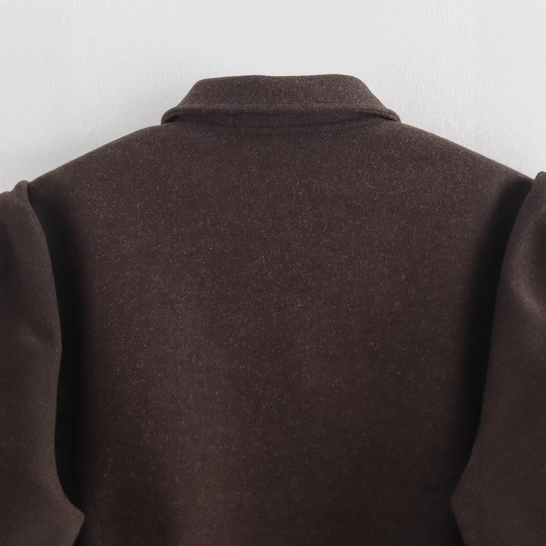Damen lässige Fleecejacke mit hohem Kragen und innenliegendem Taschen EB