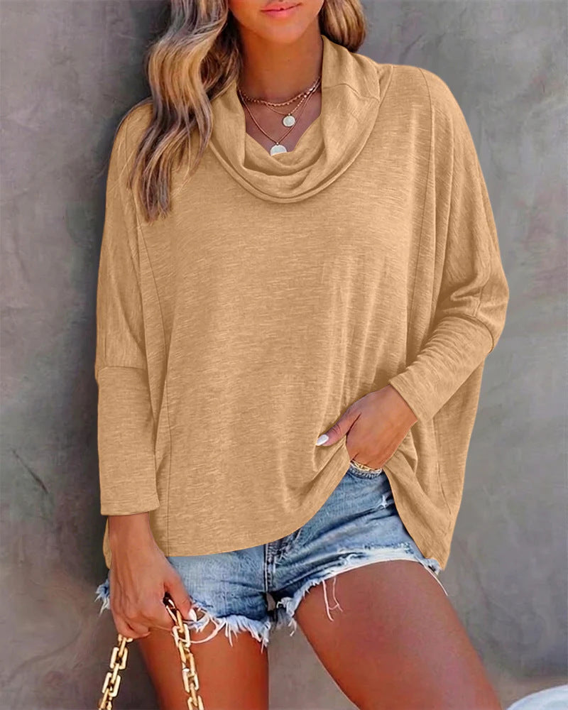 Damen Oversized Schalkragen-Longsleeve mit Fledermausärmeln EB