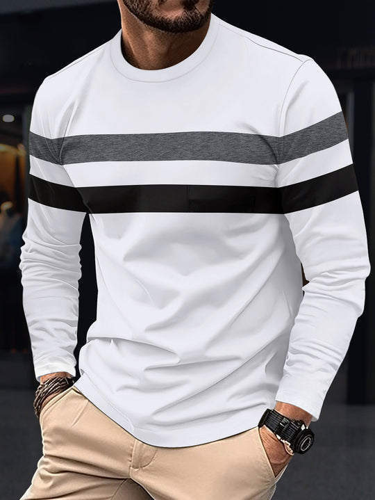 Herren modisches Langarmshirt mit sportlichen Streifen EB