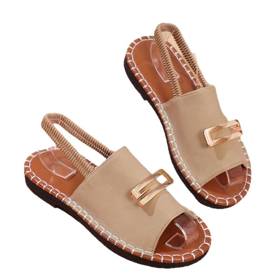 Damen Slingback Sandalen mit dekorativem Riemen und rutschfester Sohle EB