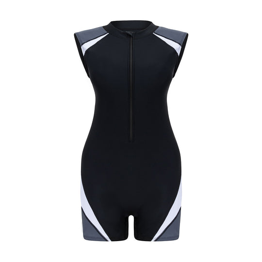 Damen Sportlicher Kurzarm-Schwimmanzug mit figurbetontem Schnitt EB
