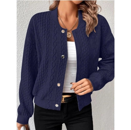 Damen Lässige Strickjacke mit strukturierter Oberfläche und Knopfleiste EB