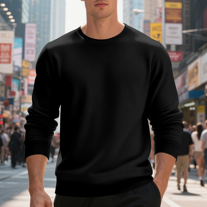 Herren lässiger Rundhals-Sweatshirt aus hochwertigem Baumwollmix mit strukturiertem Material EB