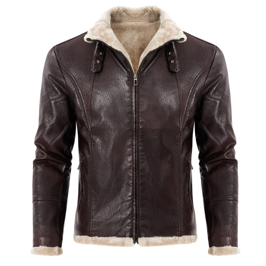 Herren eleganter Kunstlederjacke mit warmer Fütterung EB