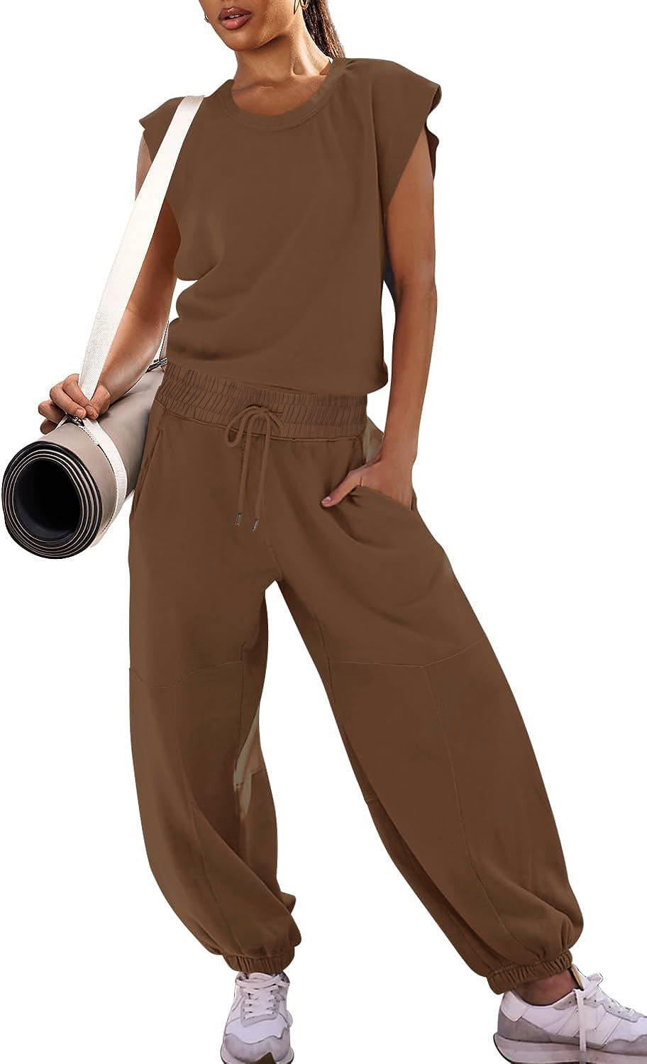 Damen lässiger Sweatanzug mit weiter Silhouette und elastischem Bund EB
