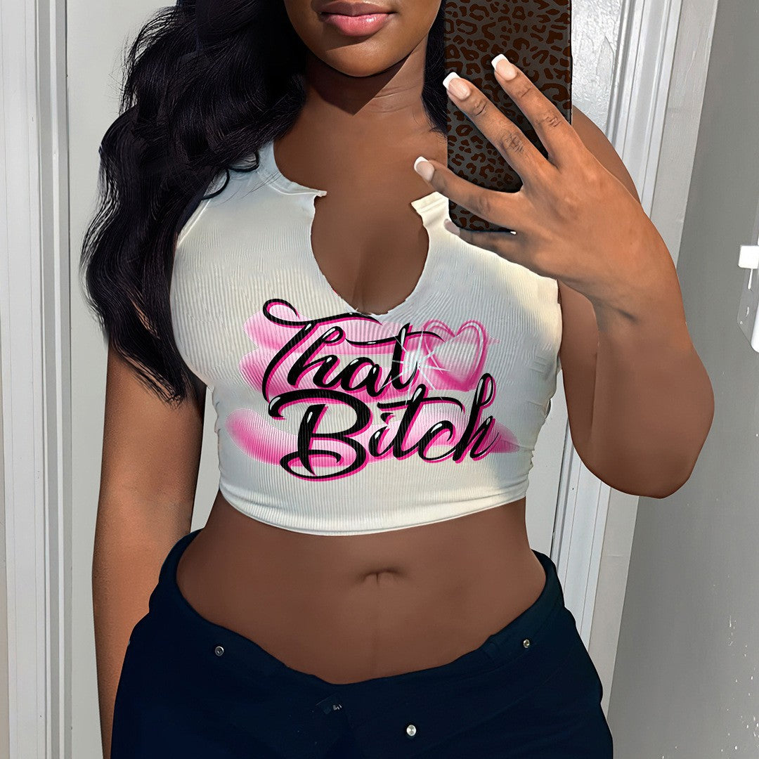 Damen Crop-Top mit auffälligem Schriftzug und lockerer Passform EB