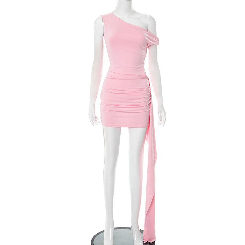 Damen figurbetontes Ein-Schulter Kleid mit Cut-out-Design EB