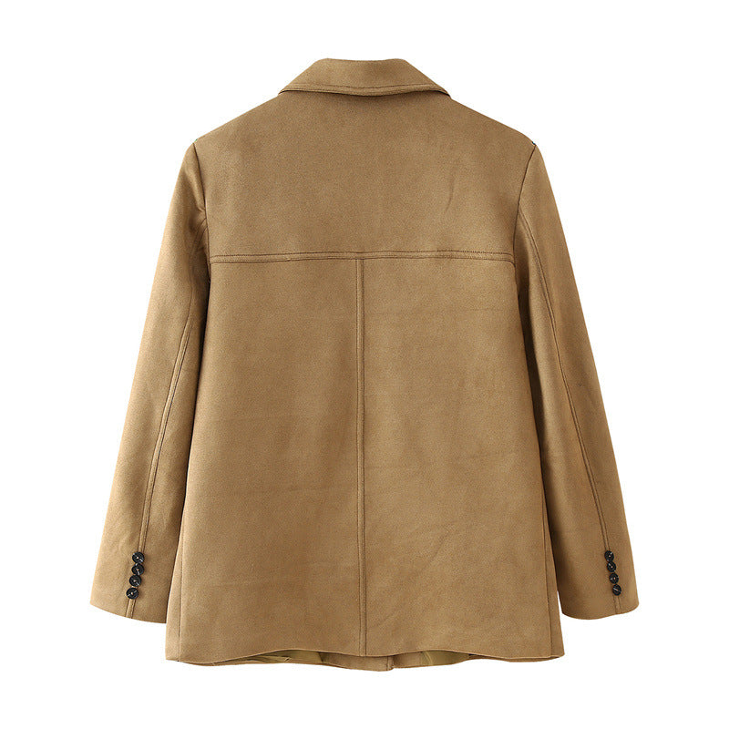 Damen Elegante Suede-Blazerjacke EB