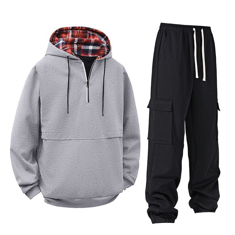 Damen lässiger Hoodie mit Druckknopf und Cargo-Hose EB