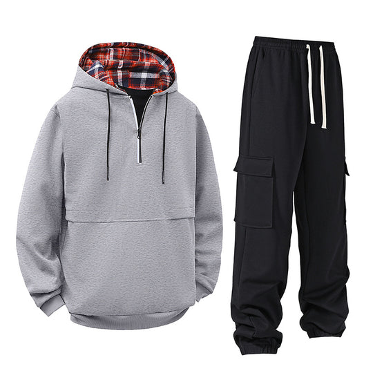 Damen lässiger Hoodie mit Druckknopf und Cargo-Hose EB
