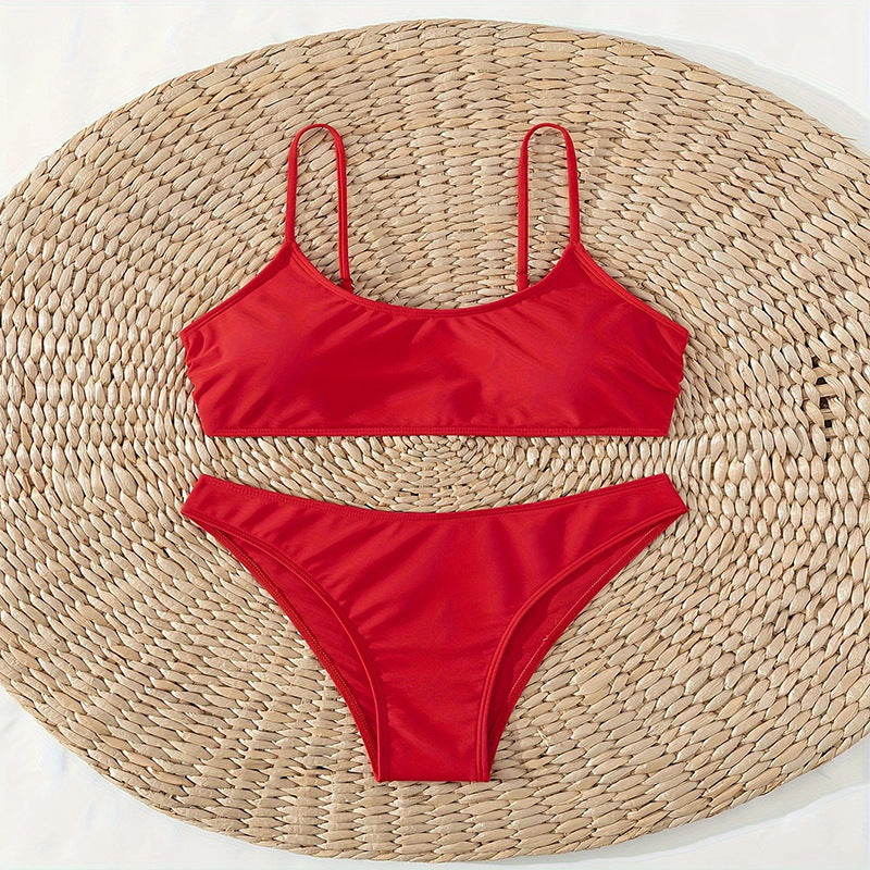 Damen Bikini-Set mit schmalen Trägern und hoch geschnittenem Höschen EB
