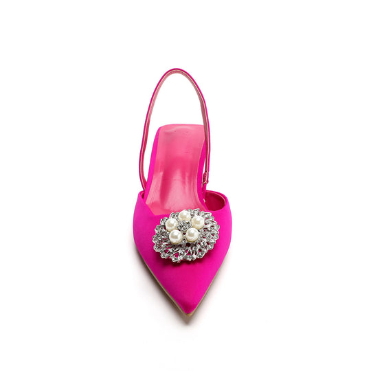 Damen Sling-Pumps mit elegantem Perlenschmuck und bequemer Laufsohle EB