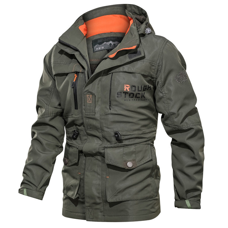 Herren  wasserfeste und winddichte Outdoorparka mit abnehmbarer Kapuze EB