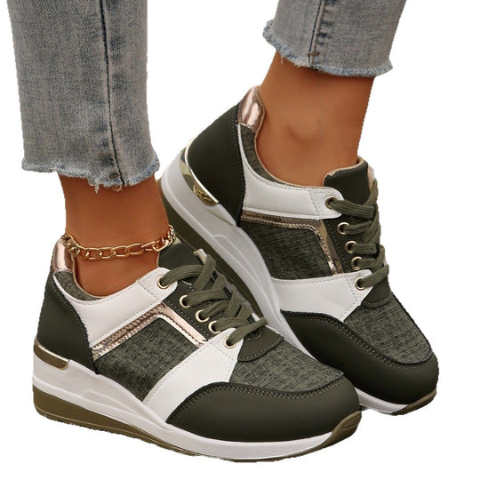 Damen  modische Plateau-Sneaker mit gepolstertem Memory-Fußbett und strukturierter Textil-Kombination EB