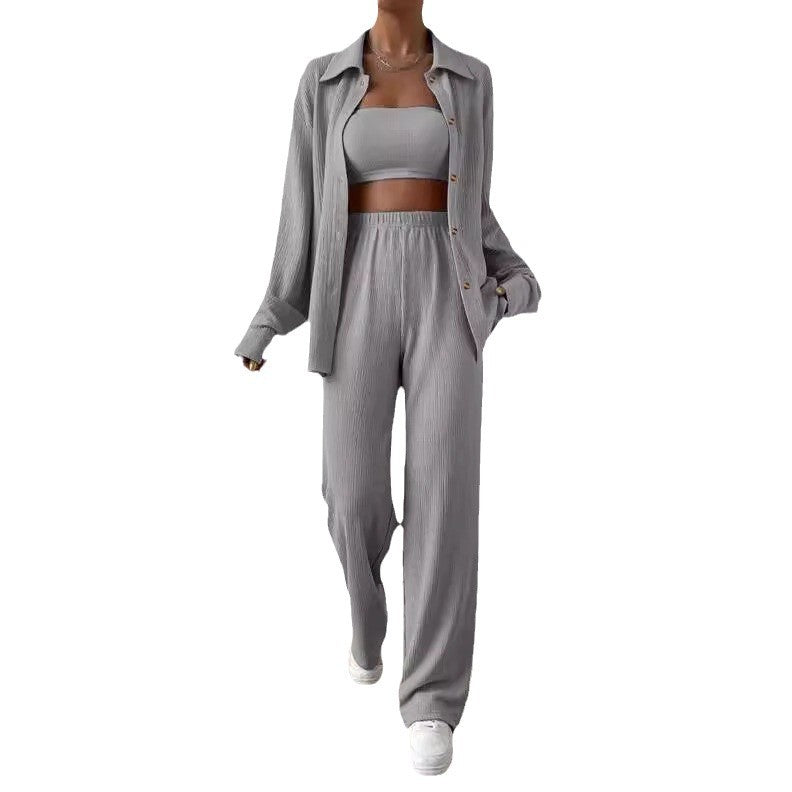 Damen Zweiteiliges Lounge-Set mit Oberteil und weiter Hose EB
