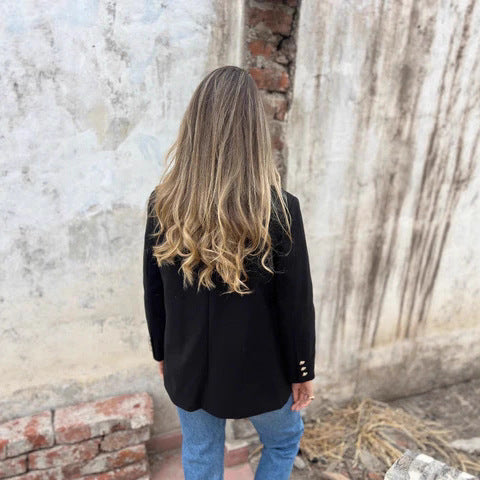 Damen eleganter und bequemer Blazer mit doppelter Knopfleiste EB