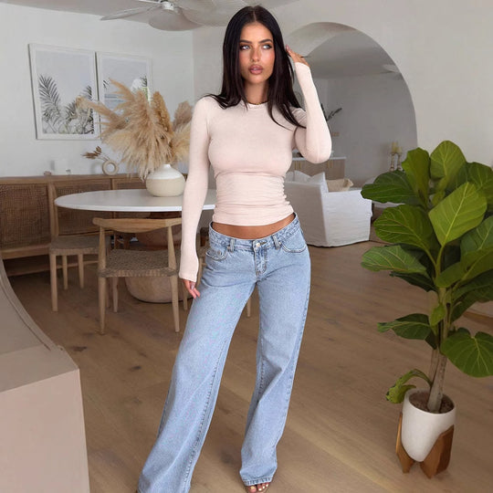 Damen Langarmshirt mit figurbetontem Schnitt und raffinierten Details EB