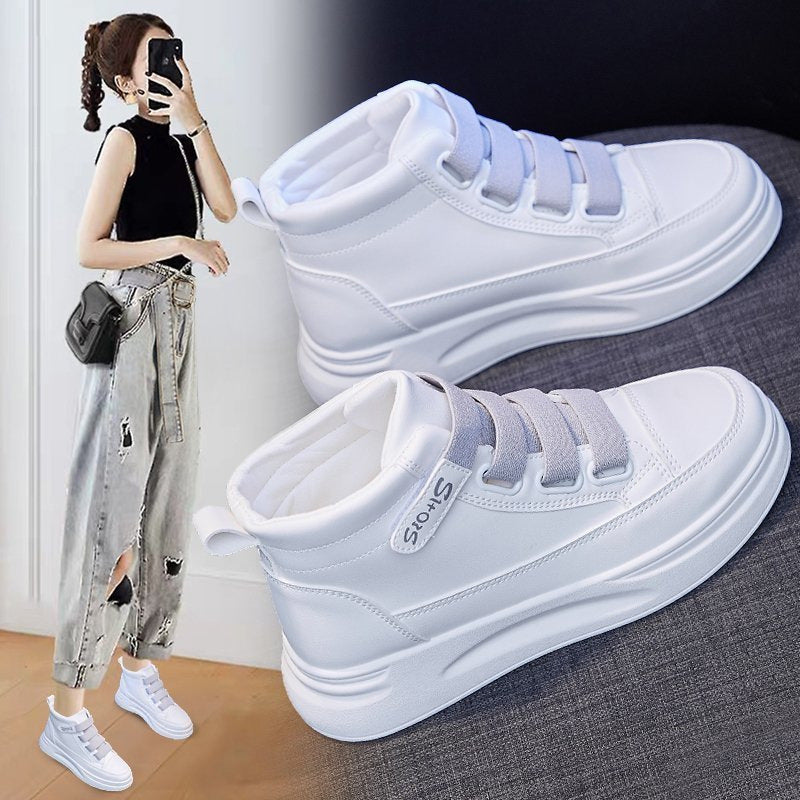 Damen Sportliche High-Top Sneakers mit verstellbaren Riemen EB