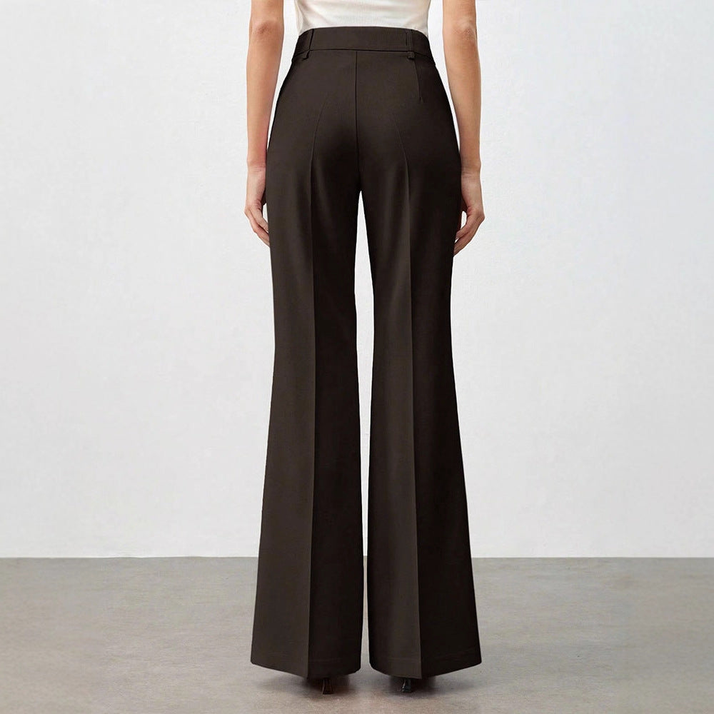 Damen Klassische Stoffhose mit hohem Bund und geradem Bein EB