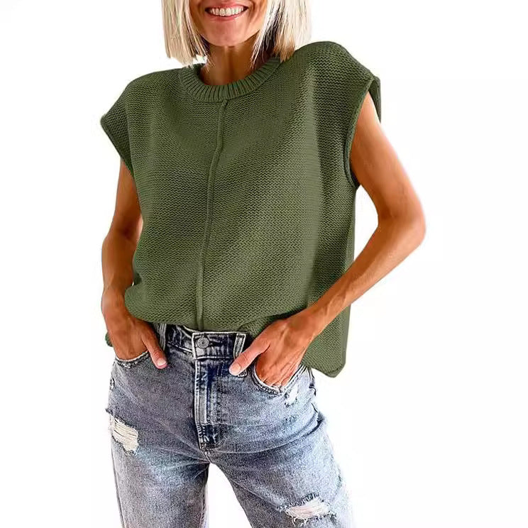 Damen lässiges Strickoberteil mit überschnittenen Schultern und strukturierter Textur EB