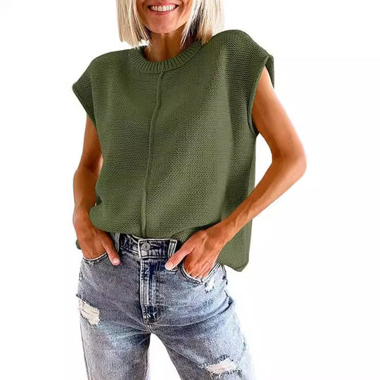 Damen lässiges Strickoberteil mit überschnittenen Schultern und strukturierter Textur EB