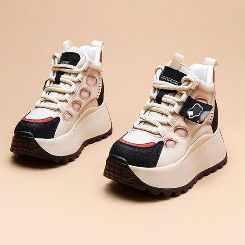 Damen Sportliche High-Top Sneakers mit Blockabsatz und einzigartigem Design EB
