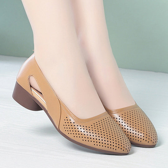 Damen Komfortable Ballerinas mit perforiertem Design und bequemer Sohle EB