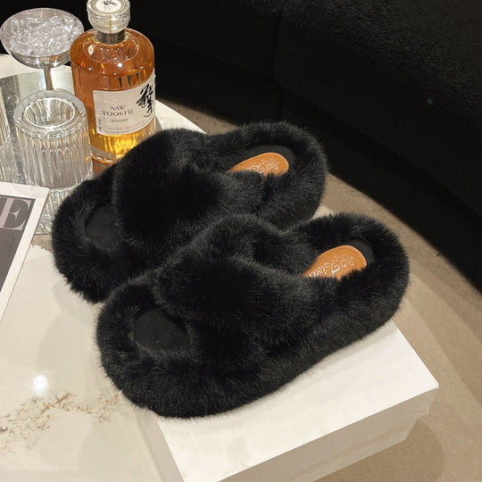 Damen Flauschige Fleece-Pantoletten mit weichem Innenfutter und modernem Design EB