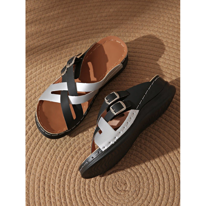 Damen Modische Absatzsandalen mit verstellbaren Riemen und ergonomischer Sohle EB